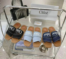 Load image into Gallery viewer, Woody Denim Mules