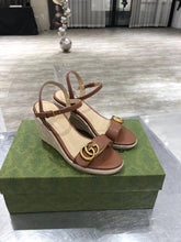 Load image into Gallery viewer, Leather Platform Espadrilles