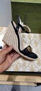 Leather Espadrille Wedges