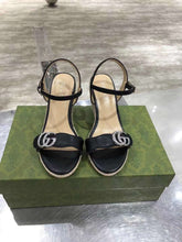 Load image into Gallery viewer, Leather Platform Espadrilles