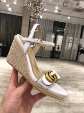 Load image into Gallery viewer, Leather Platform Espadrilles