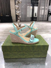 Load image into Gallery viewer, Leather Platform Espadrilles