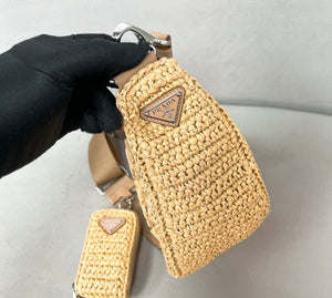 Raffia Triangle Shoulder Bag