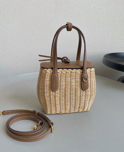 Wicker Leather Basket
