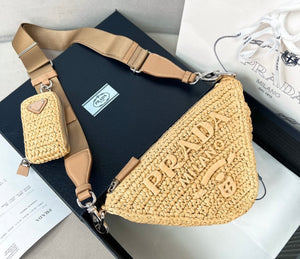 Raffia Triangle Shoulder Bag