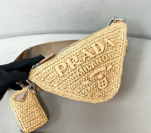 Raffia Triangle Shoulder Bag