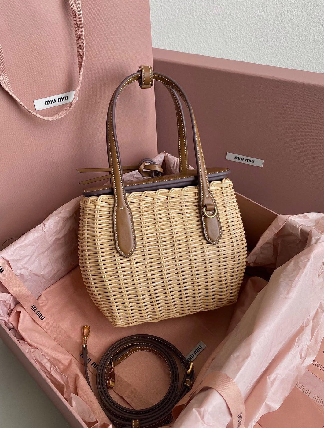 Wicker Leather Basket
