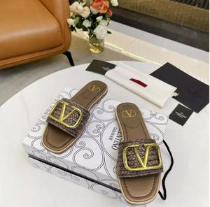 V Logo Slide Sandals