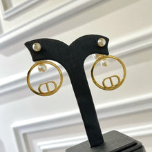 Load image into Gallery viewer, CD Pearl Hoop Earrings
