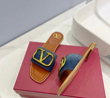 Load image into Gallery viewer, V Logo Denim Sandals
