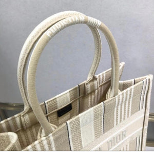 Book Tote Beige Stripes