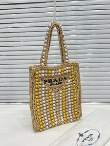 Raffia Wood Tote