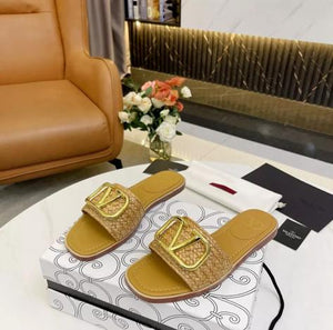 V Logo Slide Sandals