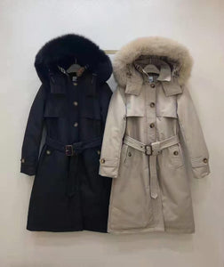 Fur Hood Trench Coat