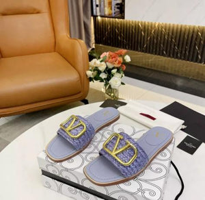 V Logo Slide Sandals