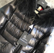 Load image into Gallery viewer, Black Fur Down Jacket
