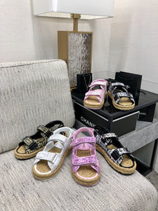 CC Tweed Dad Sandals