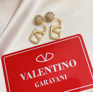 V Logo Stud Earrings