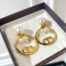 Load image into Gallery viewer, CD Pearl Hoop Earrings
