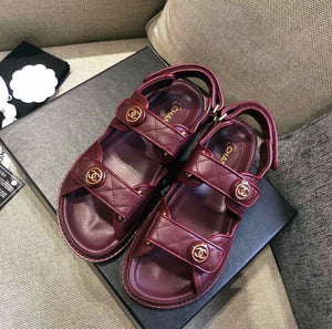 CC Leather Button Sandals