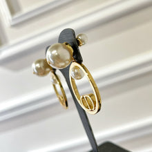 Load image into Gallery viewer, CD Pearl Hoop Earrings
