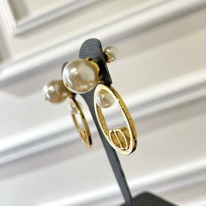 CD Pearl Hoop Earrings